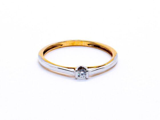 Sortija oro blanco y oro amarillo de 18K