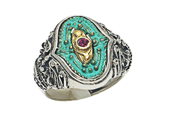 Anillo Perusa de estilo etrusco en plata