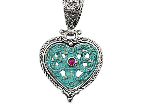 Colgante de Corazón de estilo Etrusco en plata
