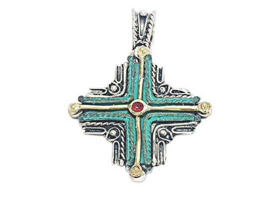 Cruz Montesa pequeña de estilo Etrusco en plata